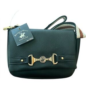 Beverly Hills Polo Club - Black Purse with Gold Hardware & Guitar Strap NWT